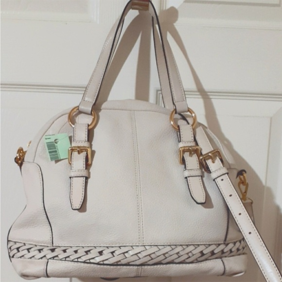 💛Michael Kors Signature Braided Goldstone Shoulder Bag (Vanilla in color) - Picture 1 of 16